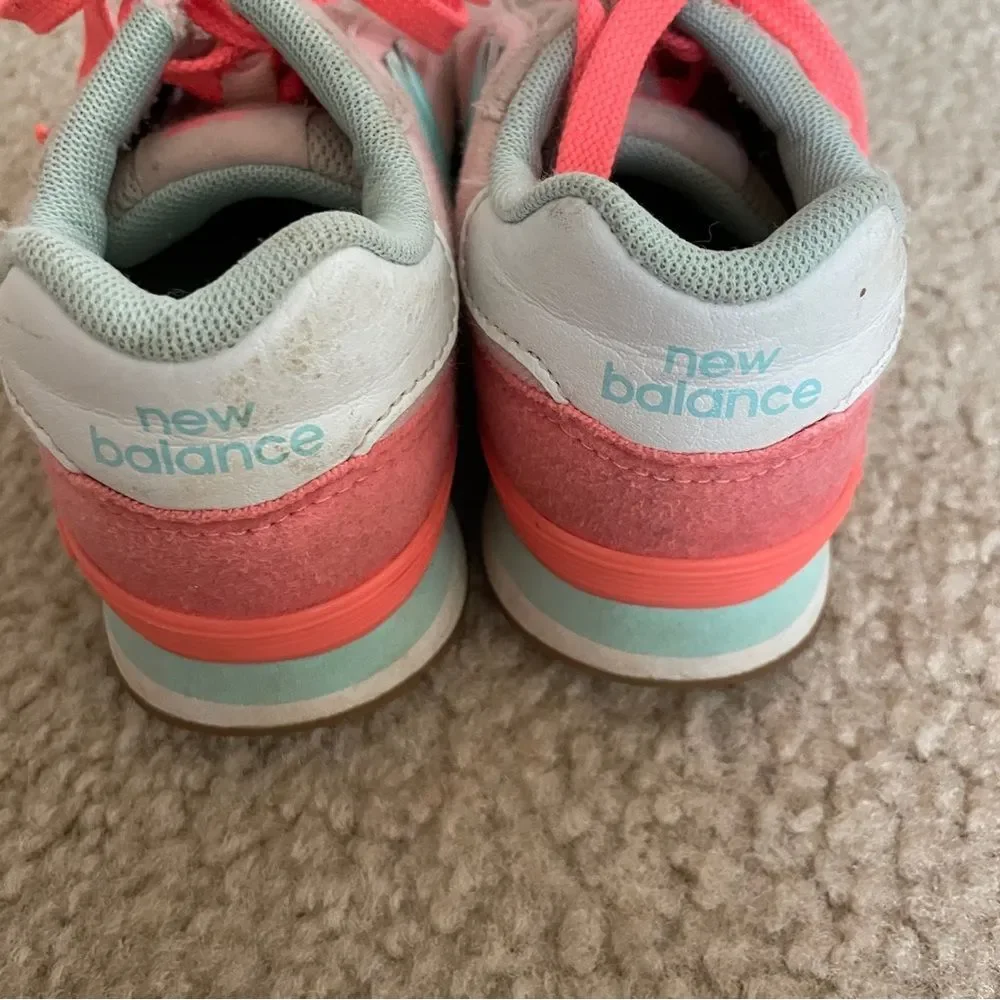 New Balance Girls 515 V1 Lace Up Sneakers in Pink and Aqua Size 13